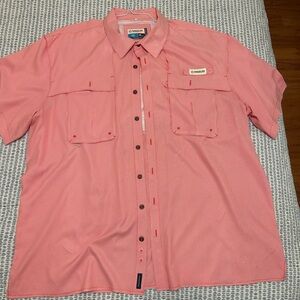 Magellan Outdoors Men’s Short Sleeve Button-Down Shirt in Coral